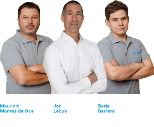 Mauricio Montes de Oca, Export Area Manager ; Jon Lecue, General Manager ; Borja Barrera, Product Support Manager
